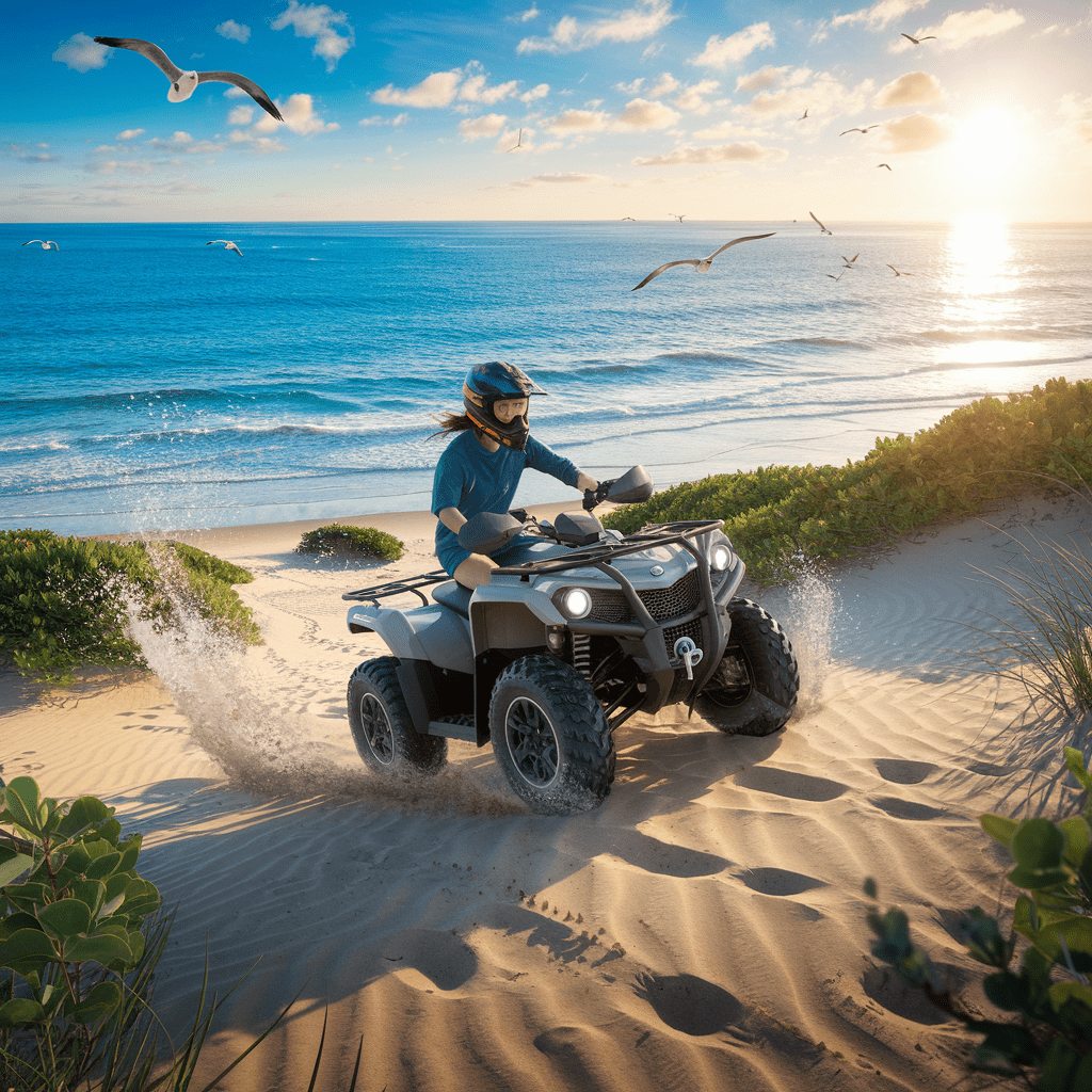 vivez des sensations fortes avec nos aventures en quad sur la plage ! explorez des paysages époustouflants, ressentez la brise marine et créez des souvenirs inoubliables en pilotant un quad sur le sable. réservez dès maintenant pour une expérience unique !